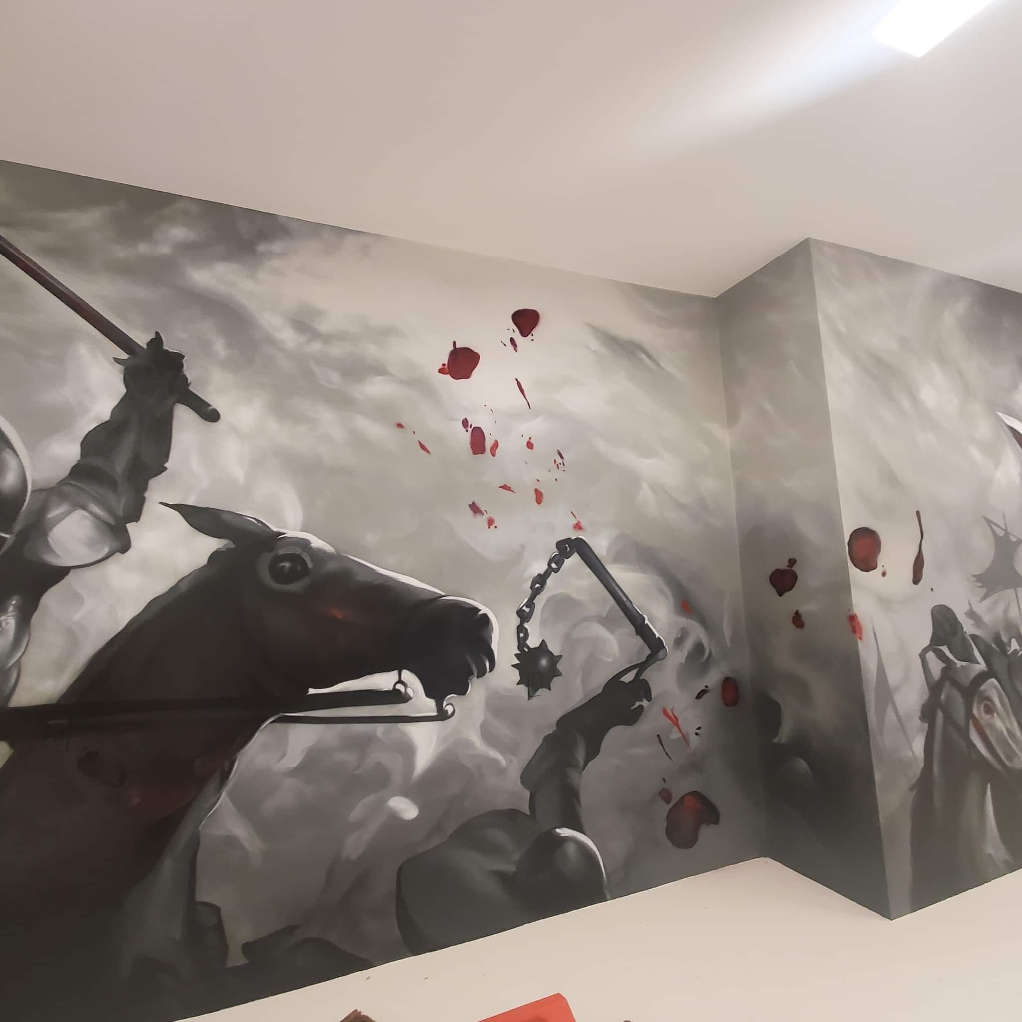 Post Malone custom medieval mural installation in Utah by SRIL ART